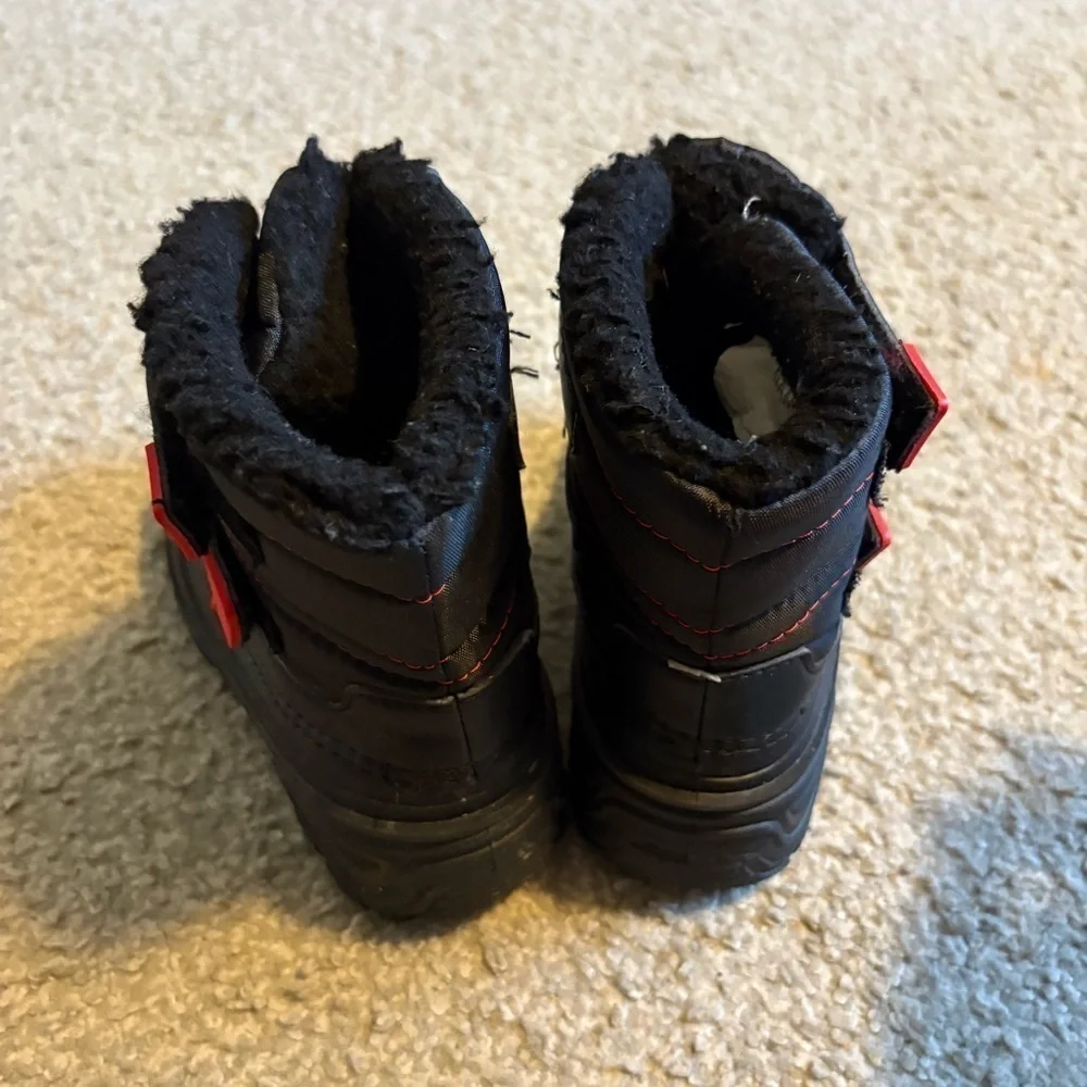 Wonder Nation Kids Black Winter Boots Sz 12 Snow Strap